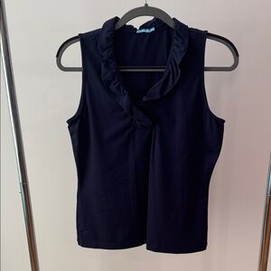 J. McLaughlin Navy Ruffled Blouse